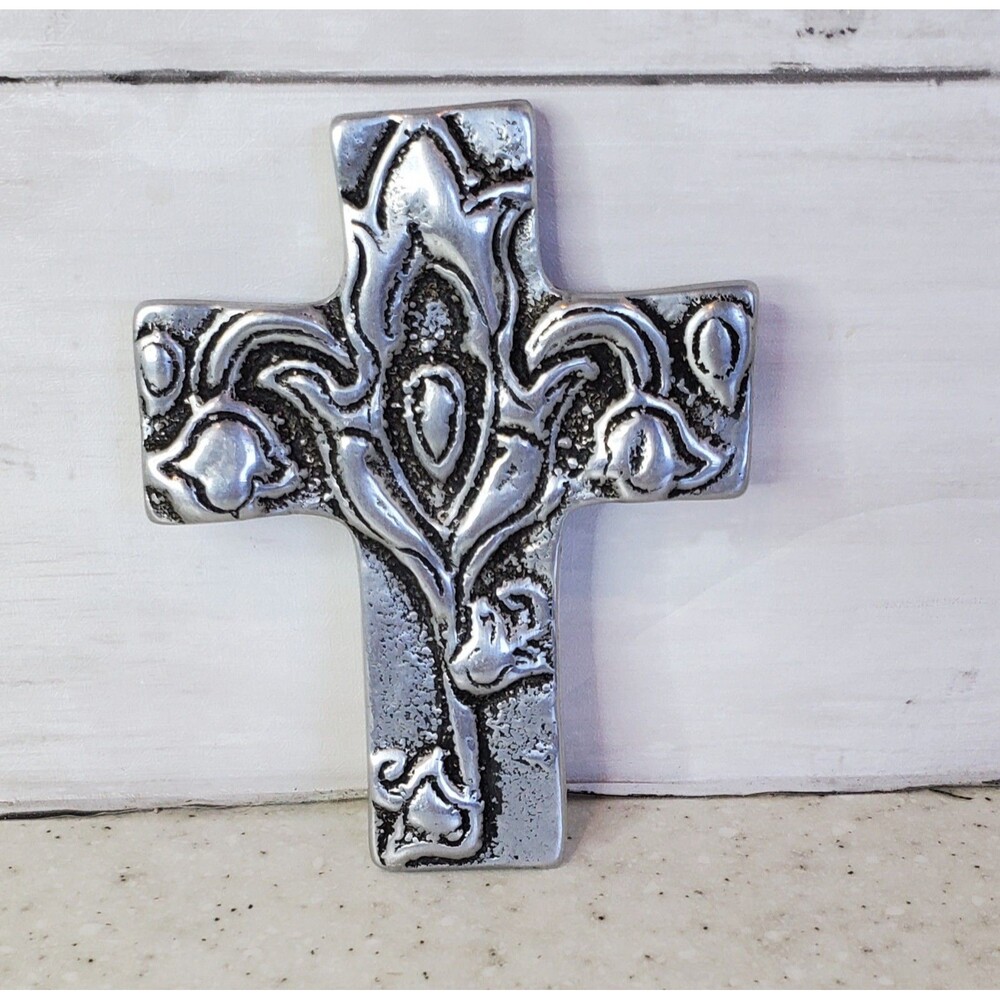 Mini Metal Wall Cross 3D Design Made in Mexico Christian Catholic Decor 3.5"